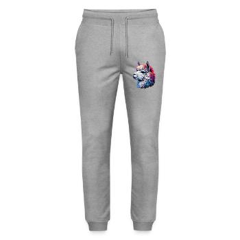 Alpaca - Stanley/Stella Mover Unisex Organic Jogging Trousers - heather grey - Front - Marisol (170cm) & Nik (191cm)