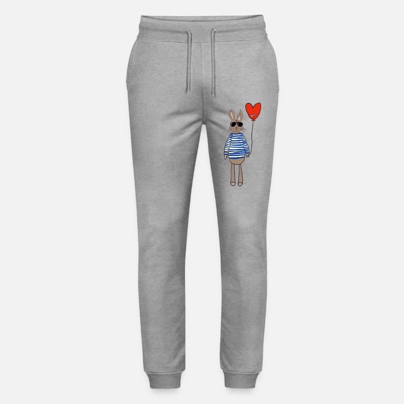 Hase im Streifenpulli mit Herzballon - Stanley/Stella Unisex Bio Jogginghose Mover  - Grau meliert
