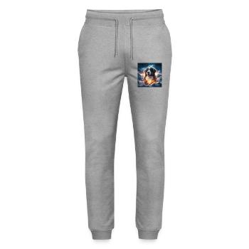 Bouvier bernois - Pantalon de jogging bio MOVER Stanley/Stella unisexe - gris chiné - Devant - Marisol (170cm) & Nik (191cm)