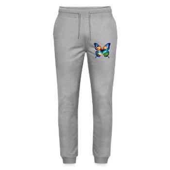 Schmetterling - Stanley/Stella Unisex Bio Jogginghose Mover  - Grau meliert - Vorne - Marisol (170cm) & Nik (191cm)