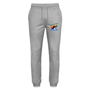 Kalifornisches Surfen in Malibu. - Stanley/Stella Unisex Bio Jogginghose Mover  - Grau meliert - Vorne - Marisol (170cm) & Nik (191cm)