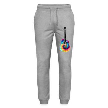 Mehrfarbiges Batik-Gitarrendesign - Stanley/Stella Unisex Bio Jogginghose Mover  - Grau meliert - Vorne - Marisol (170cm) & Nik (191cm)