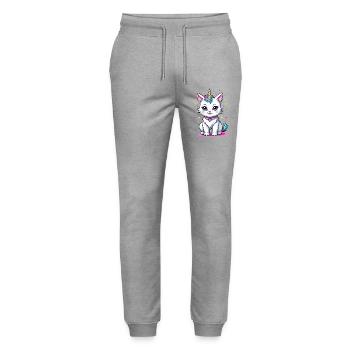 Süße Katzeneinhorn - Stanley/Stella Unisex Bio Jogginghose Mover  - Grau meliert - Vorne - Marisol (170cm) & Nik (191cm)