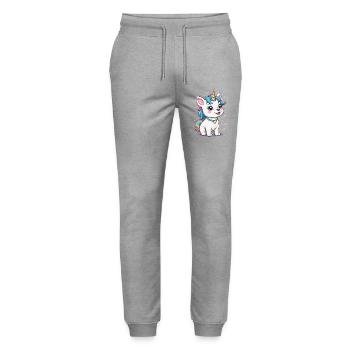 Cute Unicorn Dog - Stanley/Stella Mover Unisex Organic Jogging Trousers - heather grey - Front - Marisol (170cm) & Nik (191cm)