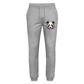 Panda - Stanley/Stella Unisex Bio Jogginghose Mover  - Grau meliert - Vorne - Marisol (170cm) & Nik (191cm)