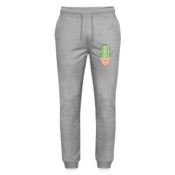 A cute smiling cactus - Stanley/Stella Mover Unisex Organic Jogging Trousers - heather grey - Front - Marisol (170cm) & Nik (191cm)