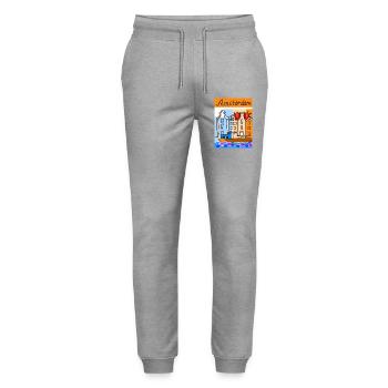 EG Tulips I Amsterdam I Flowers I Holiday - Stanley/Stella Mover Unisex Organic Jogging Trousers - heather grey - Front - Marisol (170cm) & Nik (191cm)