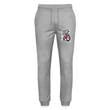Dad's Cycling Crew Illustration - Stanley/Stella Mover Unisex Organic Jogging Trousers - heather grey - Front - Marisol (170cm) & Nik (191cm)