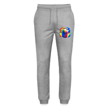Surfer silhouettes in rainbow colors - Stanley/Stella Mover Unisex Organic Jogging Trousers - heather grey - Front - Marisol (170cm) & Nik (191cm)