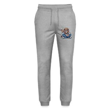 Lion Rebel with Sunglasses - Stanley/Stella Mover Unisex Organic Jogging Trousers - heather grey - Front - Marisol (170cm) & Nik (191cm)
