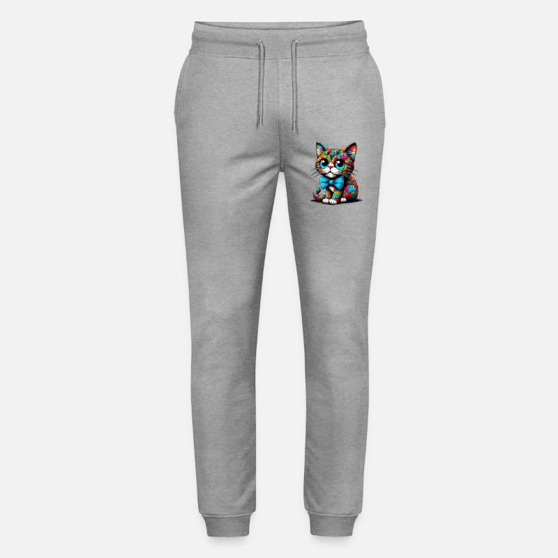 Katze mit Fliege - Stanley/Stella Unisex Bio Jogginghose Mover  - Grau meliert