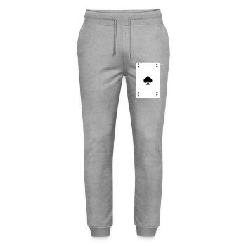 Spielkarte Pik-Ass - Stanley/Stella Unisex Bio Jogginghose Mover  - Grau meliert - Vorne - Marisol (170cm) & Nik (191cm)