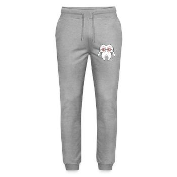 An adorable tooth wearing glasses - Stanley/Stella Mover Unisex Organic Jogging Trousers - heather grey - Front - Marisol (170cm) & Nik (191cm)