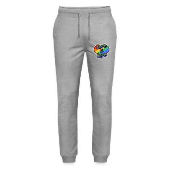 Love is Love Rainbow Heart - Stanley/Stella Mover Unisex Organic Jogging Trousers - heather grey - Front - Marisol (170cm) & Nik (191cm)