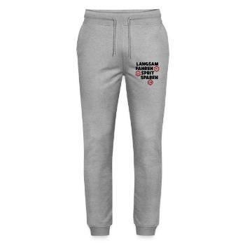 Gas Station Refueling Statement Drive Gasoline Engine - Stanley/Stella Mover Unisex Organic Jogging Trousers - heather grey - Front - Marisol (170cm) & Nik (191cm)