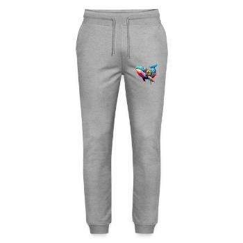 Motif vif d’une baleine dans la technique du graffiti - Pantalon de jogging bio MOVER Stanley/Stella unisexe - gris chiné - Devant - Marisol (170cm) & Nik (191cm)