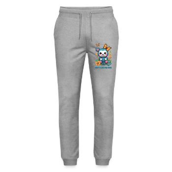Teddy aus Wolle - Stanley/Stella Unisex Bio Jogginghose Mover  - Grau meliert - Vorne - Marisol (170cm) & Nik (191cm)