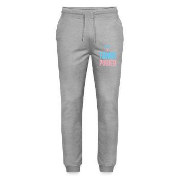 LGBT Pride Month - Trans Power - Stanley/Stella Mover Unisex Organic Jogging Trousers - heather grey - Front - Marisol (170cm) & Nik (191cm)