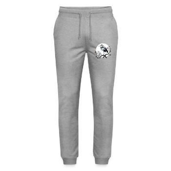 Grey White Heron Japanese Japan - Stanley/Stella Mover Unisex Organic Jogging Trousers - heather grey - Front - Marisol (170cm) & Nik (191cm)