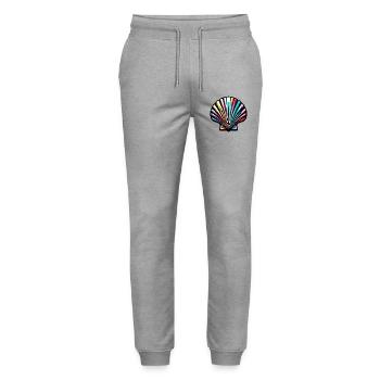 Scallop Shell - Stanley/Stella Mover Unisex Organic Jogging Trousers - heather grey - Front - Marisol (170cm) & Nik (191cm)