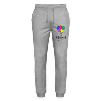 MERCI. MAÎTRESSE. MAÎTRE. MERCI MAÎTRESSE - Pantalon de jogging bio MOVER Stanley/Stella unisexe - gris chiné - Devant - Marisol (170cm) & Nik (191cm)