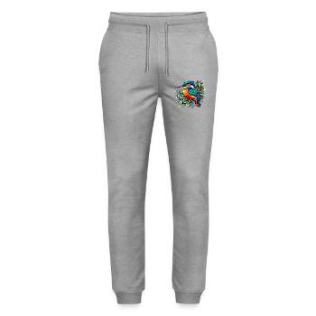 Kingfisher - Stanley/Stella Mover Unisex Organic Jogging Trousers - heather grey - Front - Marisol (170cm) & Nik (191cm)