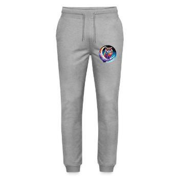 Eule auf dem Mond - Stanley/Stella Unisex Bio Jogginghose Mover  - Grau meliert - Vorne - Marisol (170cm) & Nik (191cm)