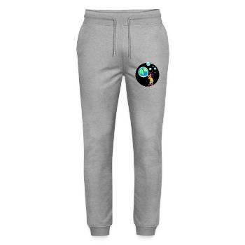 Planet Earth - Stanley/Stella Mover Unisex Organic Jogging Trousers - heather grey - Front - Marisol (170cm) & Nik (191cm)