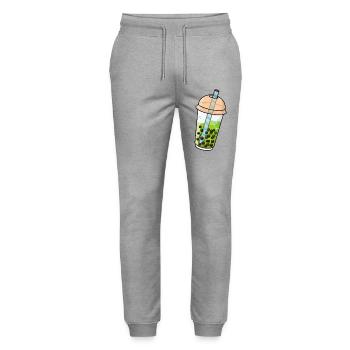 Bubble Tea Kawaii - Stanley/Stella Mover Unisex Organic Jogging Trousers - heather grey - Front - Marisol (170cm) & Nik (191cm)