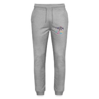 Ice cream not of war - Stanley/Stella Mover Unisex Organic Jogging Trousers - heather grey - Front - Marisol (170cm) & Nik (191cm)
