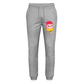 Erdbeereis Gelati Wassereis Eislutscher Eissalon - Stanley/Stella Unisex Bio Jogginghose Mover  - Grau meliert - Vorne - Marisol (170cm) & Nik (191cm)