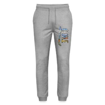 Carte à l’aquarelle du Chili - Pantalon de jogging bio MOVER Stanley/Stella unisexe - gris chiné - Devant - Marisol (170cm) & Nik (191cm)