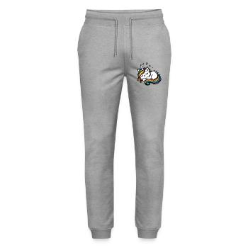 Sleeping Unicorn Cat (colorful) - Stanley/Stella Mover Unisex Organic Jogging Trousers - heather grey - Front - Marisol (170cm) & Nik (191cm)