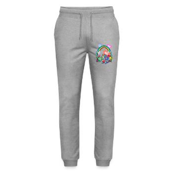 Rainbow Dragon Dragon Heart Birthday Kids - Stanley/Stella Mover Unisex Organic Jogging Trousers - heather grey - Front - Marisol (170cm) & Nik (191cm)