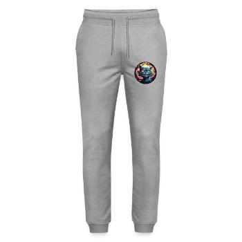 Cheshire Cat Alice in Wonderland Circle - Stanley/Stella Mover Unisex Organic Jogging Trousers - heather grey - Front - Marisol (170cm) & Nik (191cm)