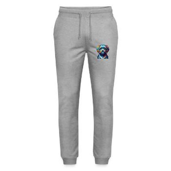 Race de chien maltais Dessin animé coloré Kawaii - Pantalon de jogging bio MOVER Stanley/Stella unisexe - gris chiné - Devant - Marisol (170cm) & Nik (191cm)