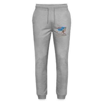 Australia Kangaroo Comic Flag Nature Animals Symbol - Stanley/Stella Mover Unisex Organic Jogging Trousers - heather grey - Front - Marisol (170cm) & Nik (191cm)