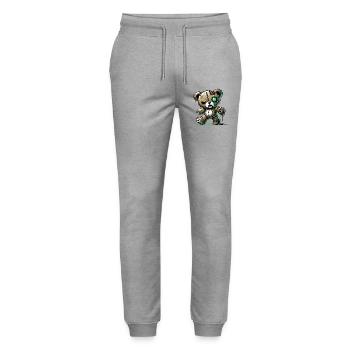 Creepy Zombie Teddy for Halloween Fun - Stanley/Stella Mover Unisex Organic Jogging Trousers - heather grey - Front - Marisol (170cm) & Nik (191cm)