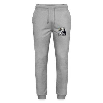 BKH Britisch Kurzhaar Katze Vase umkippen Geschenk - Stanley/Stella Unisex Bio Jogginghose Mover  - Grau meliert - Vorne - Marisol (170cm) & Nik (191cm)