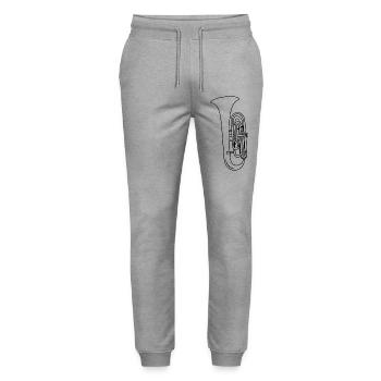 Tuba Sketch - Stanley/Stella Mover Unisex Organic Jogging Trousers - heather grey - Front - Marisol (170cm) & Nik (191cm)
