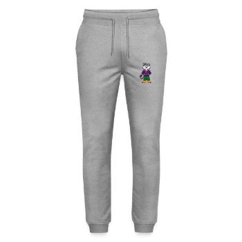Snow Leopard Funny Kawaii Cartoon Character - Stanley/Stella Mover Unisex Organic Jogging Trousers - heather grey - Front - Marisol (170cm) & Nik (191cm)
