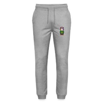 Cochon d’Inde Drôle Kawaii Dessin animé Personnage Clipart - Pantalon de jogging bio MOVER Stanley/Stella unisexe - gris chiné - Devant - Marisol (170cm) & Nik (191cm)