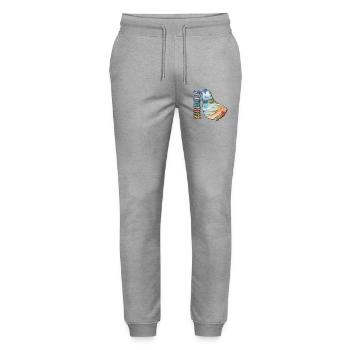 Watercolor Map Barbados - Stanley/Stella Mover Unisex Organic Jogging Trousers - heather grey - Front - Marisol (170cm) & Nik (191cm)