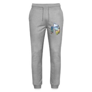 Watercolor Map Dominica - Stanley/Stella Mover Unisex Organic Jogging Trousers - heather grey - Front - Marisol (170cm) & Nik (191cm)