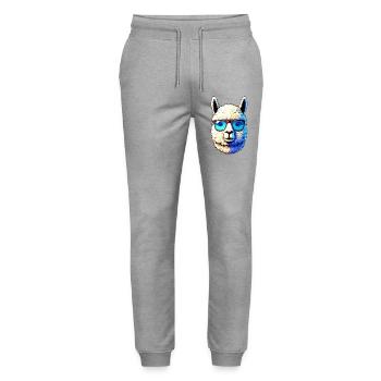 Alpaka mit Sonnenbrille - Stanley/Stella Unisex Bio Jogginghose Mover  - Grau meliert - Vorne - Marisol (170cm) & Nik (191cm)