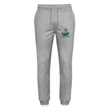 Mignon T-Rex Surfer Surfer Cadeau de surf - Pantalon de jogging bio MOVER Stanley/Stella unisexe - gris chiné - Devant - Marisol (170cm) & Nik (191cm)