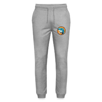 Blue whale Cute Kawaii Cartoon Animal Pet Logo - Stanley/Stella Mover Unisex Organic Jogging Trousers - heather grey - Front - Marisol (170cm) & Nik (191cm)