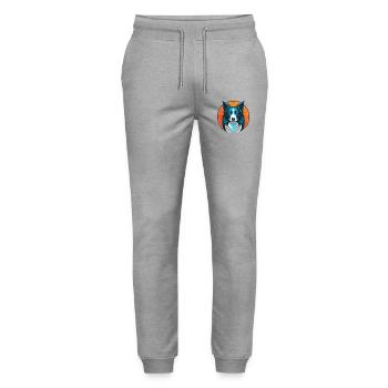 Border Collie Hund Niedliches Kawaii Cartoon Tier Logo - Stanley/Stella Unisex Bio Jogginghose Mover  - Grau meliert - Vorne - Marisol (170cm) & Nik (191cm)