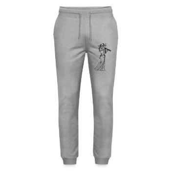Geigenmädchen Skizze - Stanley/Stella Unisex Bio Jogginghose Mover  - Grau meliert - Vorne - Marisol (170cm) & Nik (191cm)