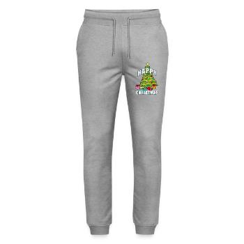 HAPPY CHRISTMAS | Christmas tree - Stanley/Stella Mover Unisex Organic Jogging Trousers - heather grey - Front - Marisol (170cm) & Nik (191cm)